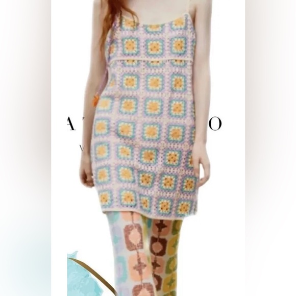 Zara croché boho mini dress size small multicolor - Picture 14 of 16
